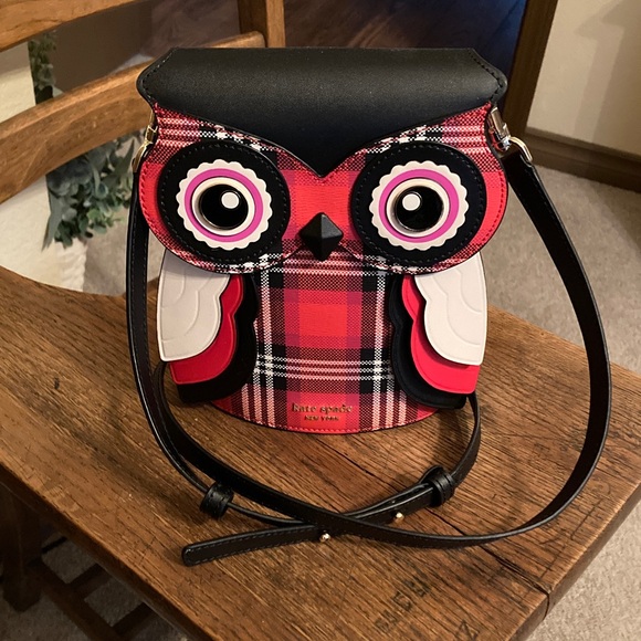 kate spade Blinx Plaid 3D Owl Crossbody Bag NWOT - Picture 1 of 9